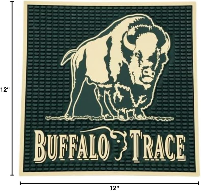 Buffalo Trace Bar Mat, 12 x 12 Inches, Green, Square, Rubber