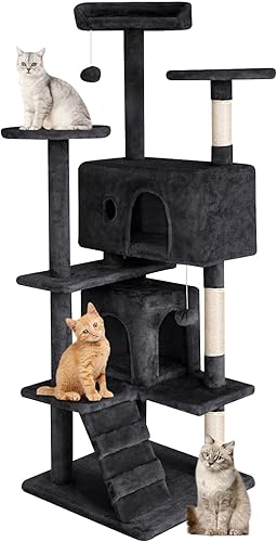 PayLessHere Árbol para gatos de 54 pulgadas con poste rascador para gatos, soporte de condominio de varios niveles para gatos, centro de actividades