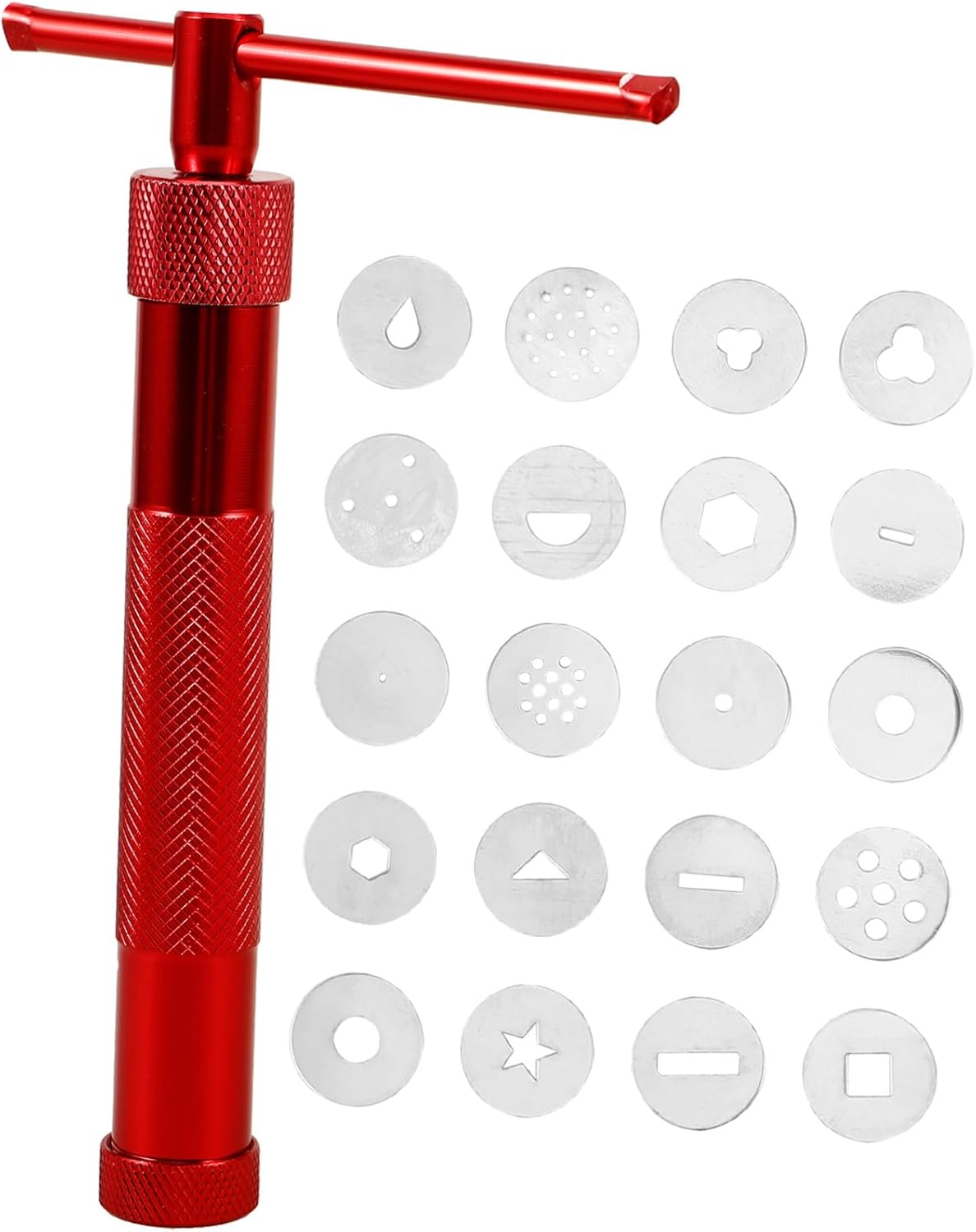 TEHAUX 5sets Stainless Steel Clay Extruder Tool Set Professional Polymer Clay Squeezer with Multiple Molds for Creative Pottery Projects