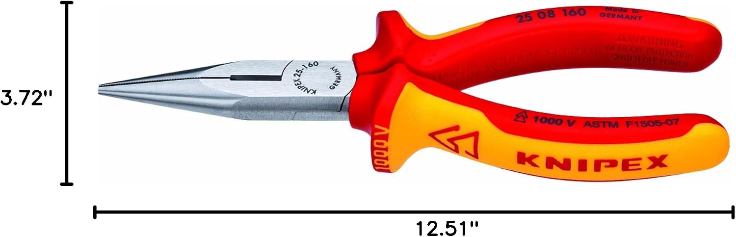 KNIPEX - 25 08 160 SBA Tools - Long Nose Pliers With Cutter, 1000V Insulated (2508160SBA) image 3