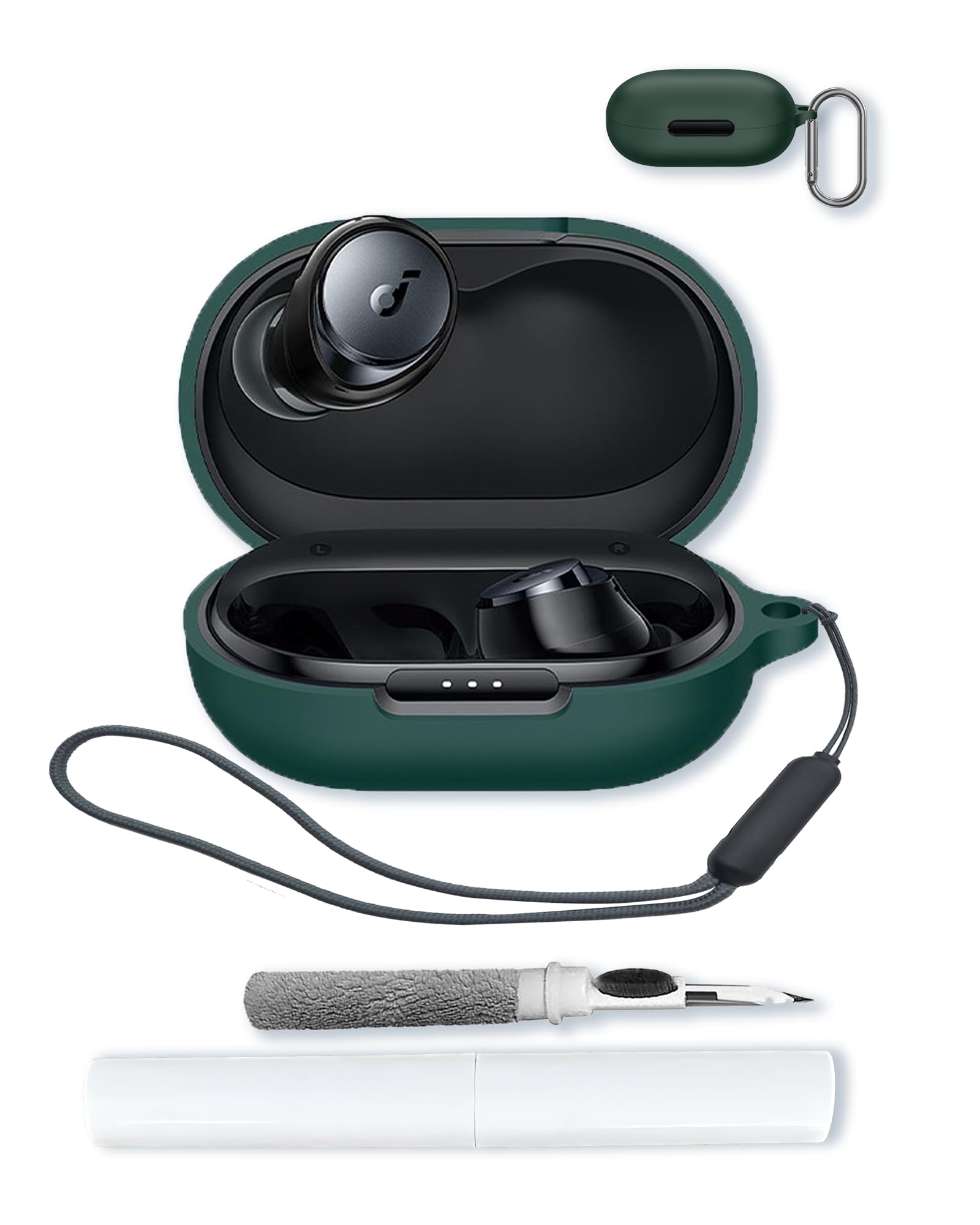 Funda para Soundcore by Anker Space A40 Adaptive Active Noise Cancelling Auriculares inalámbricos, protección suave, funda de silicona BOVUGAC para Soundcore Space A40 con llavero, kit de limpieza y