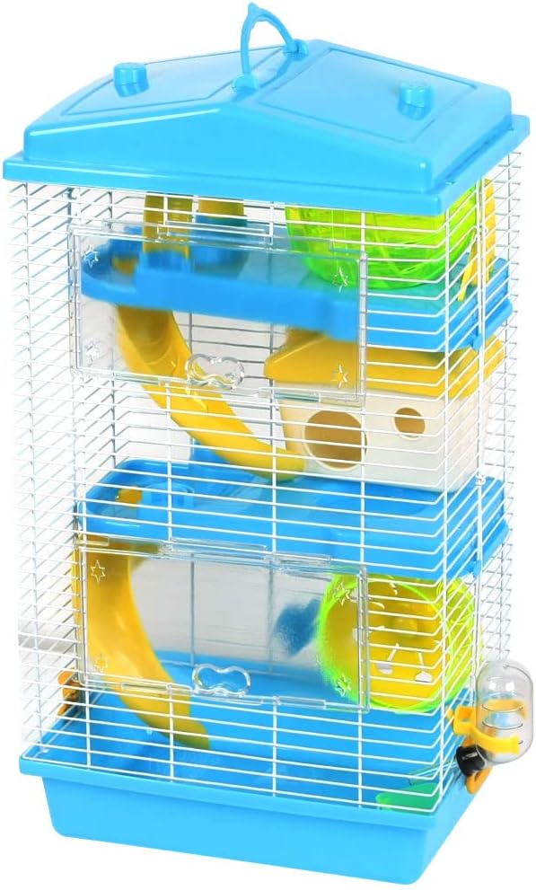 Rotary Exercise Wheel Hous Sliding Board Metal Pet Hamster Cage Blue (id: 6cd 779 e58 1c8 f48