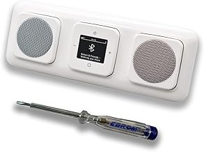 Busch Jäger 8217U-101 - Radio DAB+ (montaje en pared, Bluetooth para empotrar, reflex SI, color blanco alpino, incluye 2 altavoces, cubiertas, marco + comprobador de fase EBROM para montar los