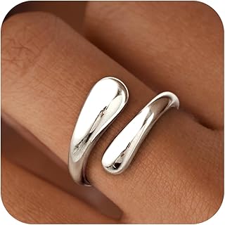 Non Tarnish Gold Chunky Rings for Women, Gold Statement Dome Rings Stacking Silver, Adjustable Mens Eternity Wedding Band Mixed Metal Jewelry Size 3-13