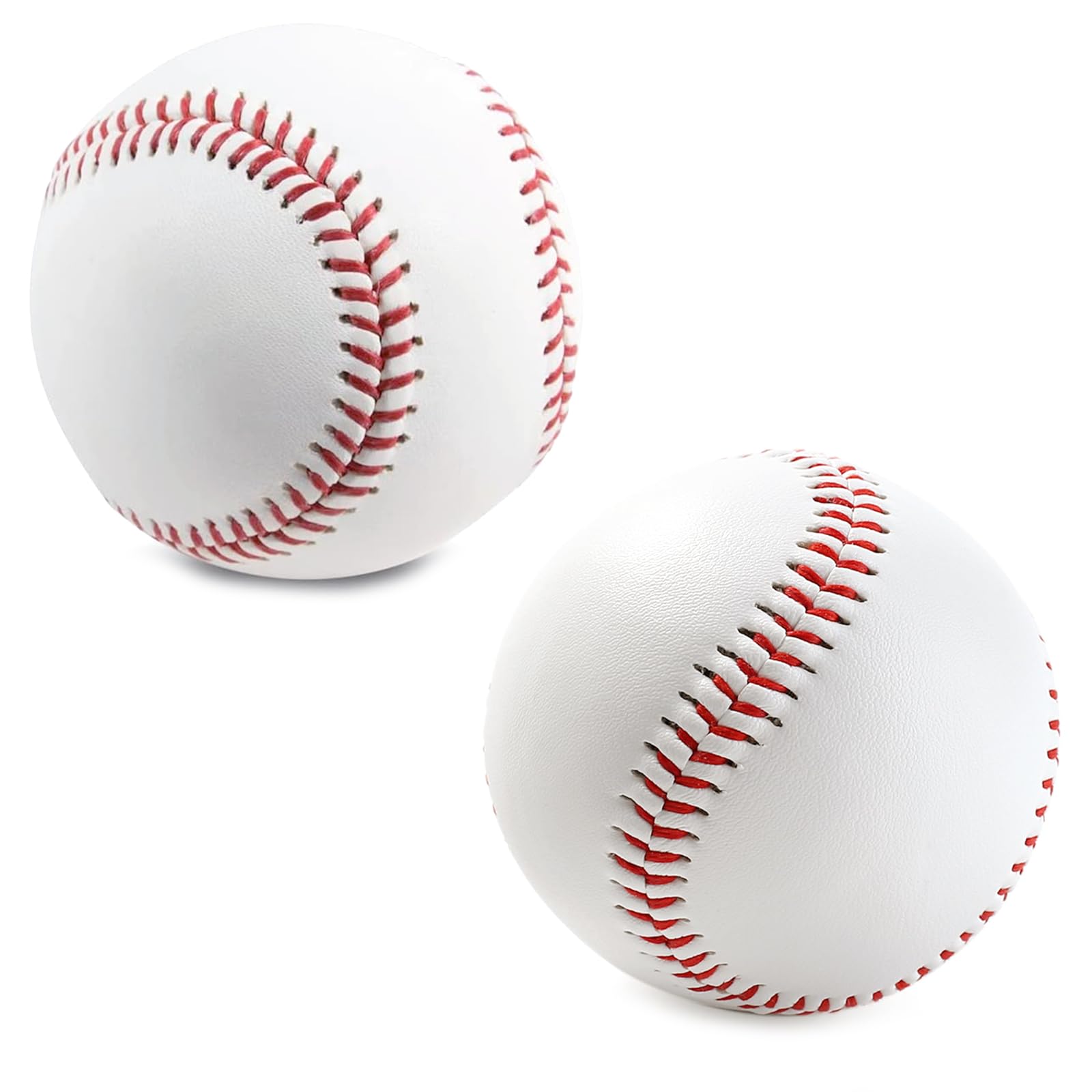 2pcs PU Leather Material Baseballs, Hand-stitched Soft Foam Baseball, Outdoor Sports High Elastic Trainning Ball, Round Baseball for Youth and Adult Practice of all Ages and Experience Levels