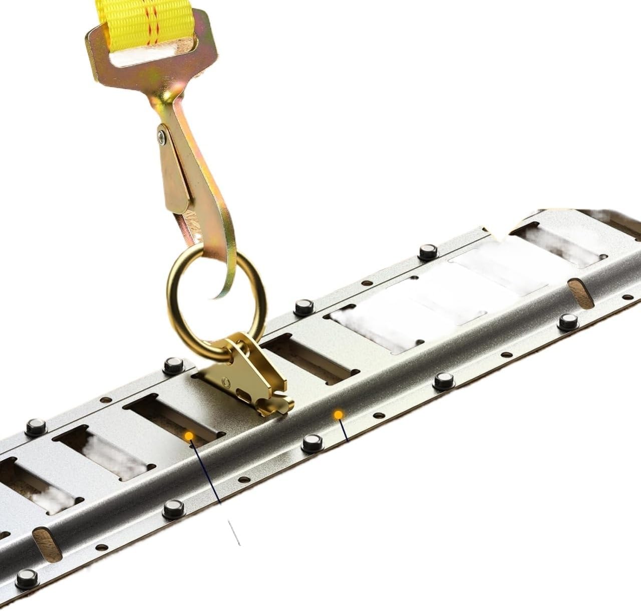 Practical E-Track Fixed Guide Rail Kit, 2-Ratchet Trailer Belt, Suitable for Box Vans(Silver)