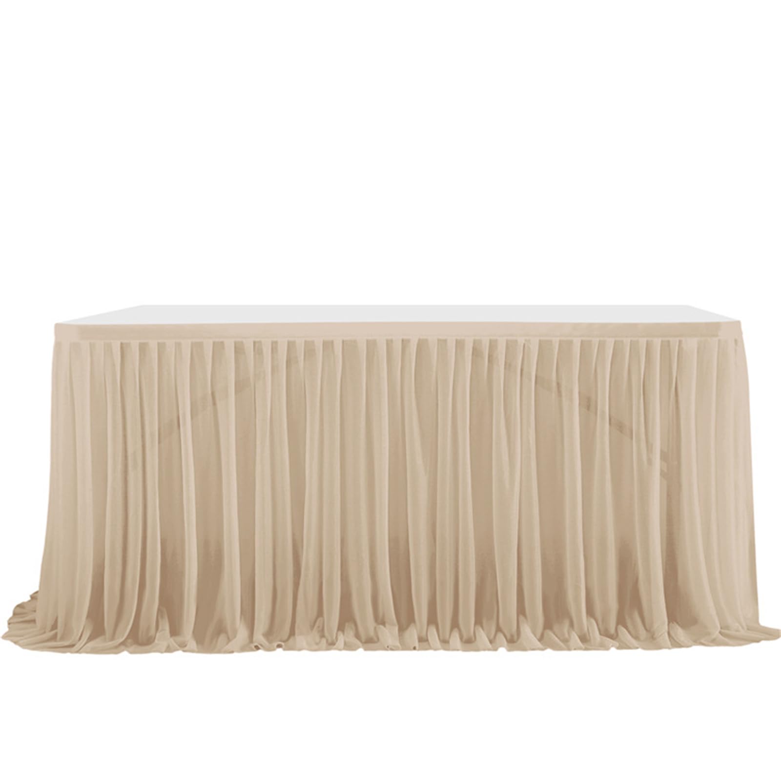 Highdi Tulle Table Skirt for Parties Rectangular Table, Fluffy Tulle Desk Gauze for Wedding Parties Birthday Parties and Home Cake Table Décor (6FT/183x77cm,Champagne 1)