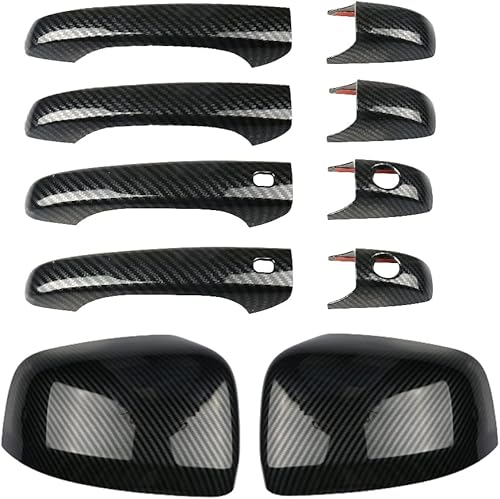 Miniatura 2 de sportuli Fundas de espejo de fibra de carbono + fundas de manija de puerta de repuesto para Jeep Grand Cherokee y Dodge Durango 2011-2021