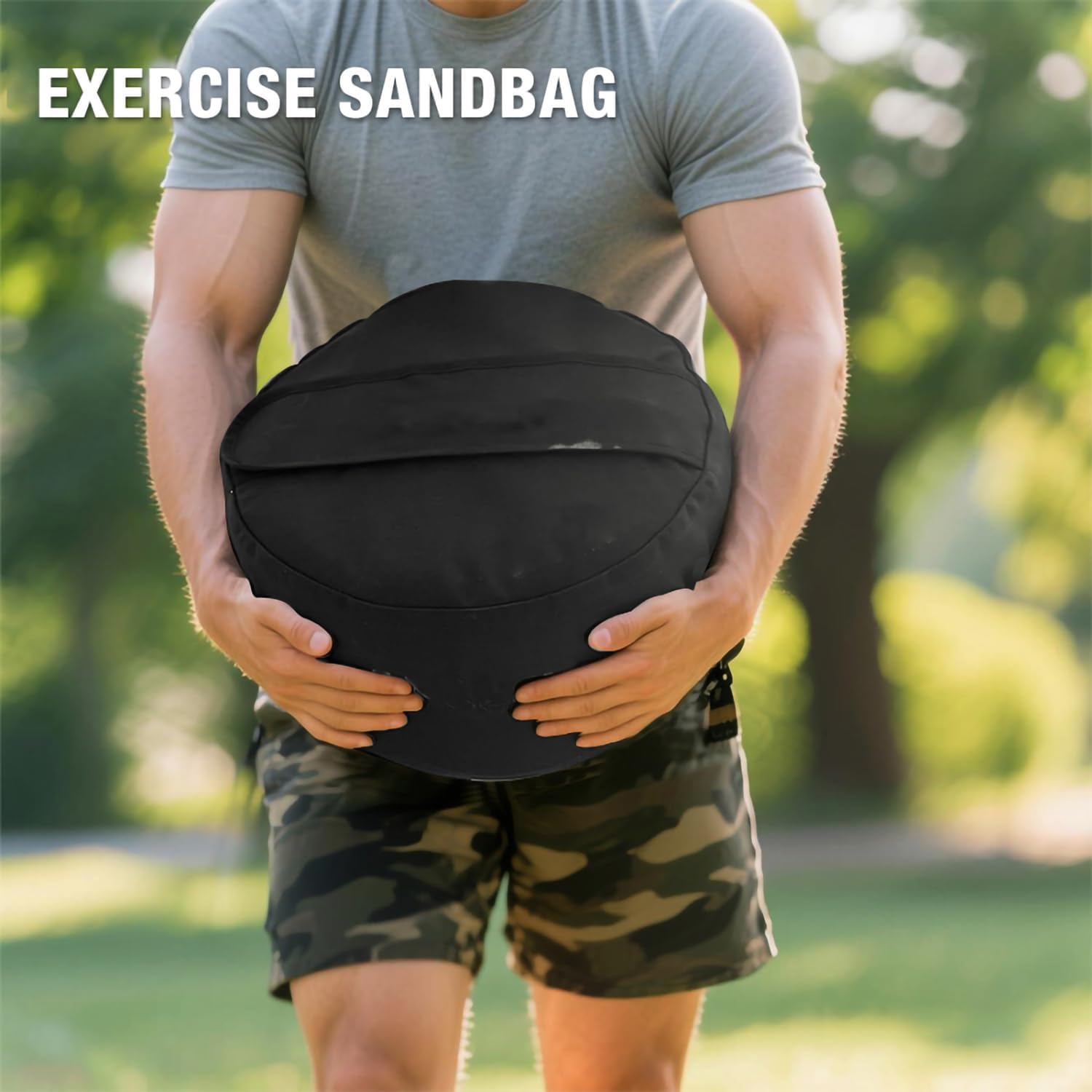 100LBS Workout Sandbag for Fitness, Heavy Duty Weight Training Sand Bag with Handles, Adjustable Strength Training Equipment for Home Gym and Outdoor Exercise