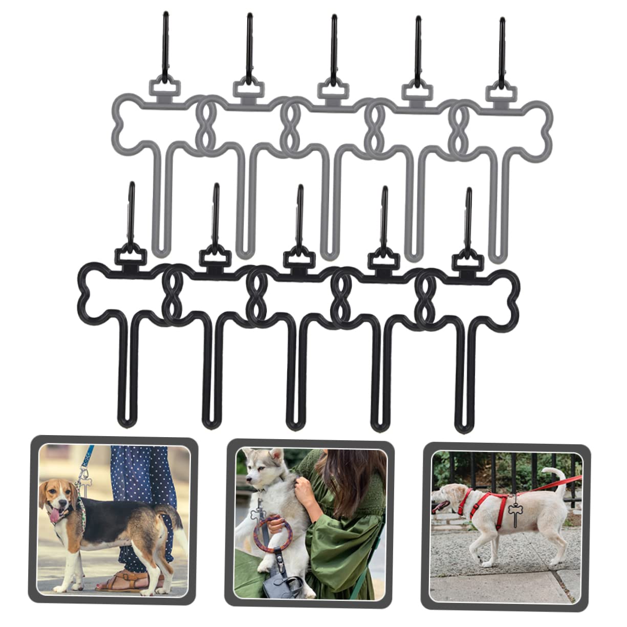 Toddmomy 40 Piezas Clip para bolsa caca rugerizado Accesorio para recoger excrementos dispensador bolsas basura para perros pinzas para bolsas basura para perros Correa