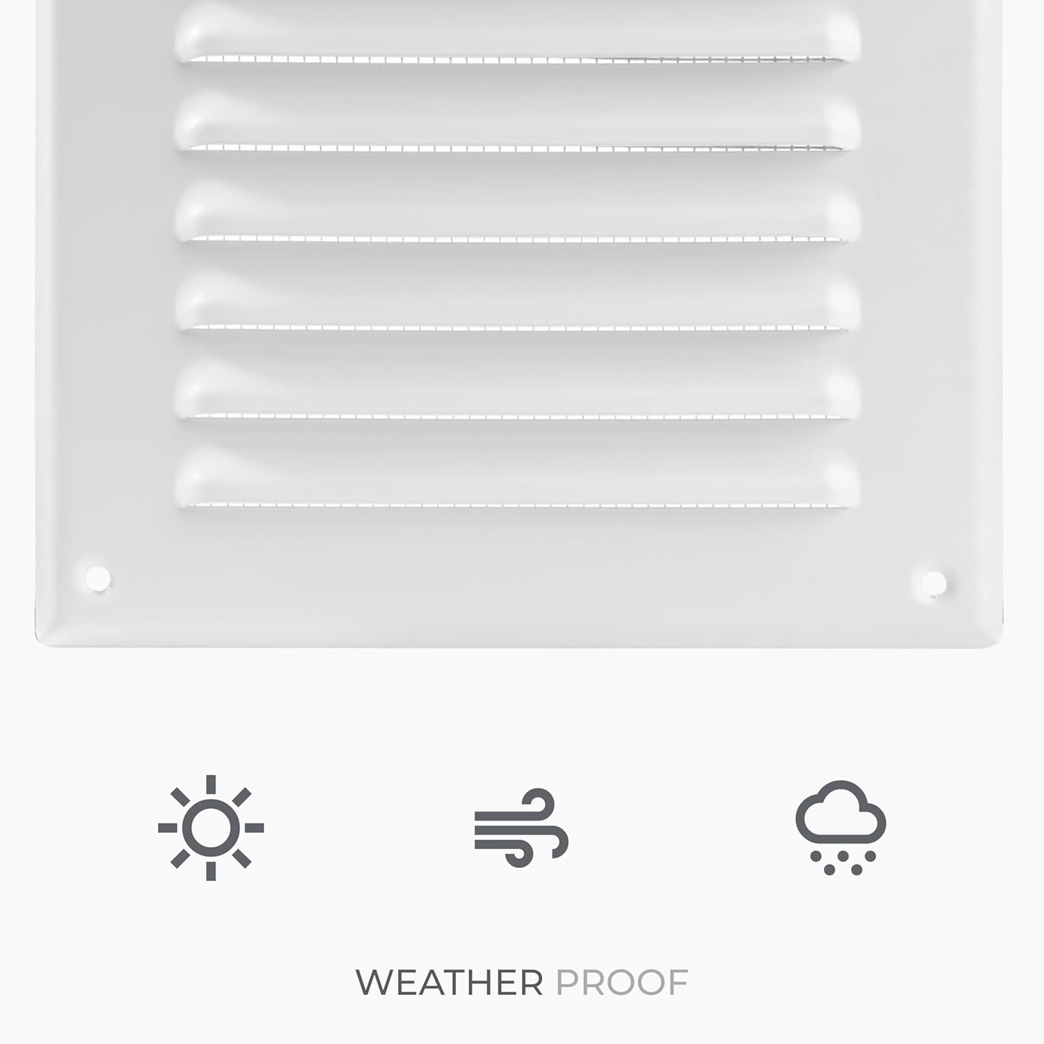 5 x 5 Inch (Opening Size) White Galvanized Steel Square Air Vent Cover - 5 Pack - HVAC Louvered Grille with Mesh Screen - Register Vent Deflector for Bathroom, Kitchen, Home, Garage, Office