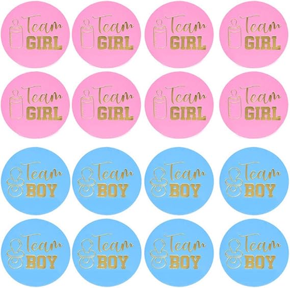 Pack of 24 Gender Reveal Stickers Team Girl Labels Party for Creative