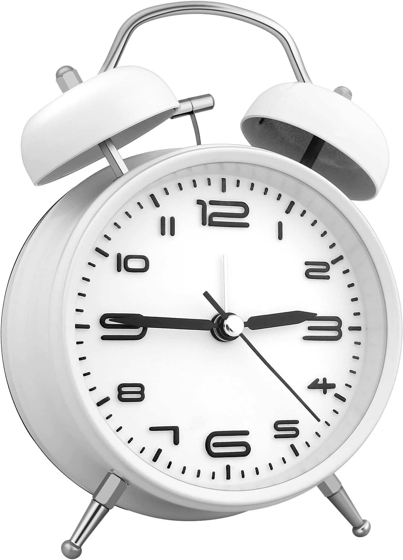 Vegena Retro Double Bell Alarm Clock, Retro Silent Bedside Clock with Night Light, Battery Operated Morning Alarm Clock for Sleep, Office, Bedroom, Travel, 4 Inch – Bronze