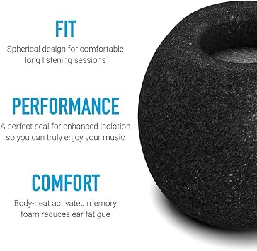 Comply Comfort Plus Tsx-200 Memory Foam Earphone Tips, Noise Reducing Replacement Earbud Tips, Secure Fit (Small, 3 Pairs), Black, Model: 29-20111-11