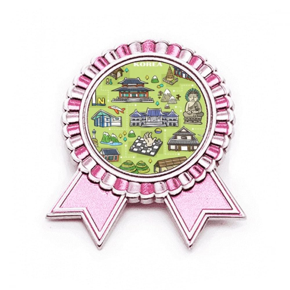 Broche Corée du Sud en métal rose aux finitions de taille M - 4