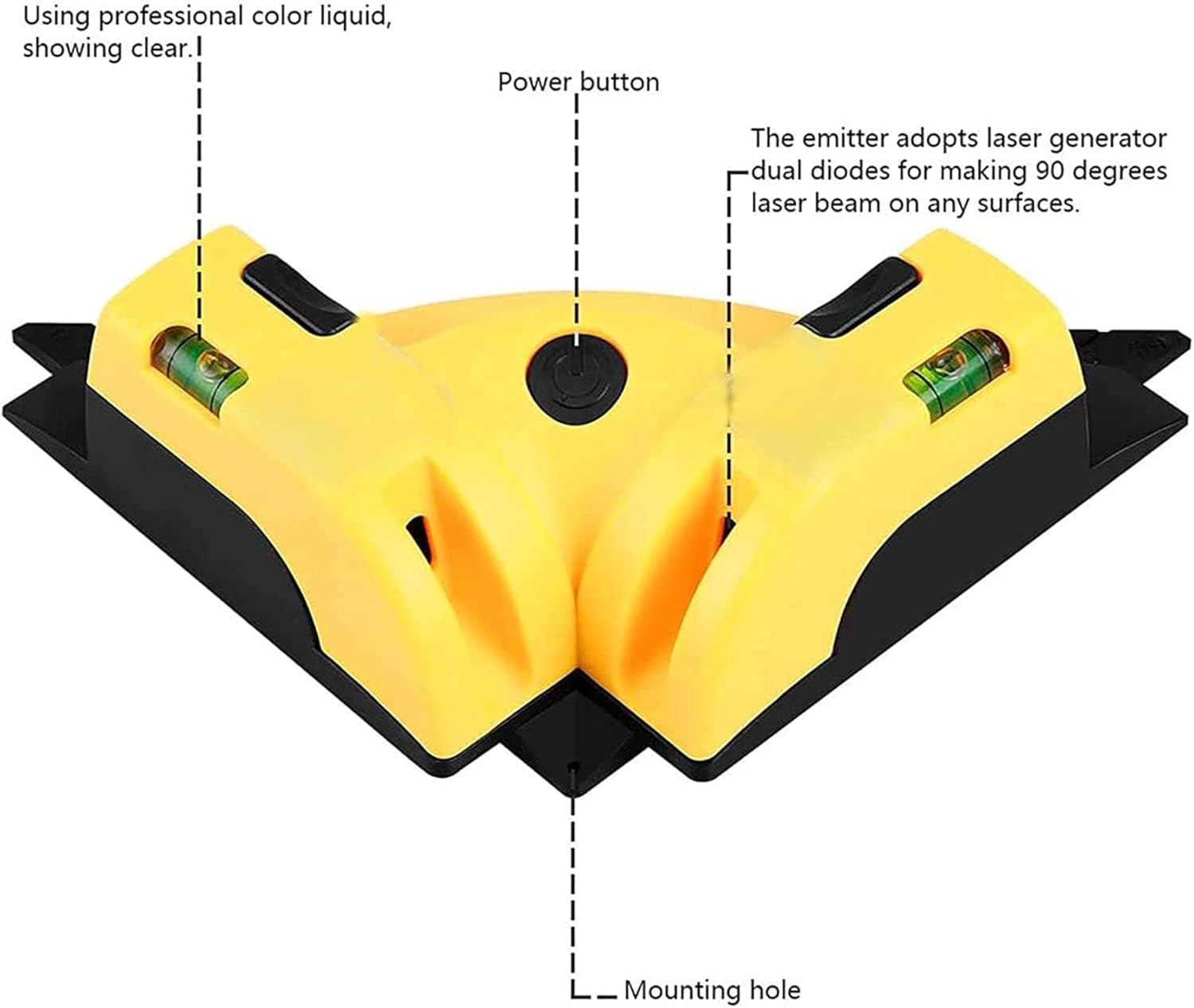 Right Angle L-As-Er Level,90 Degree L-As-Er Leveler Self Leveling L-As-Er Level, Vertical Level Cross Beam Tool for Construction Picture Hanging Wall with Horizontal and Vertical Line