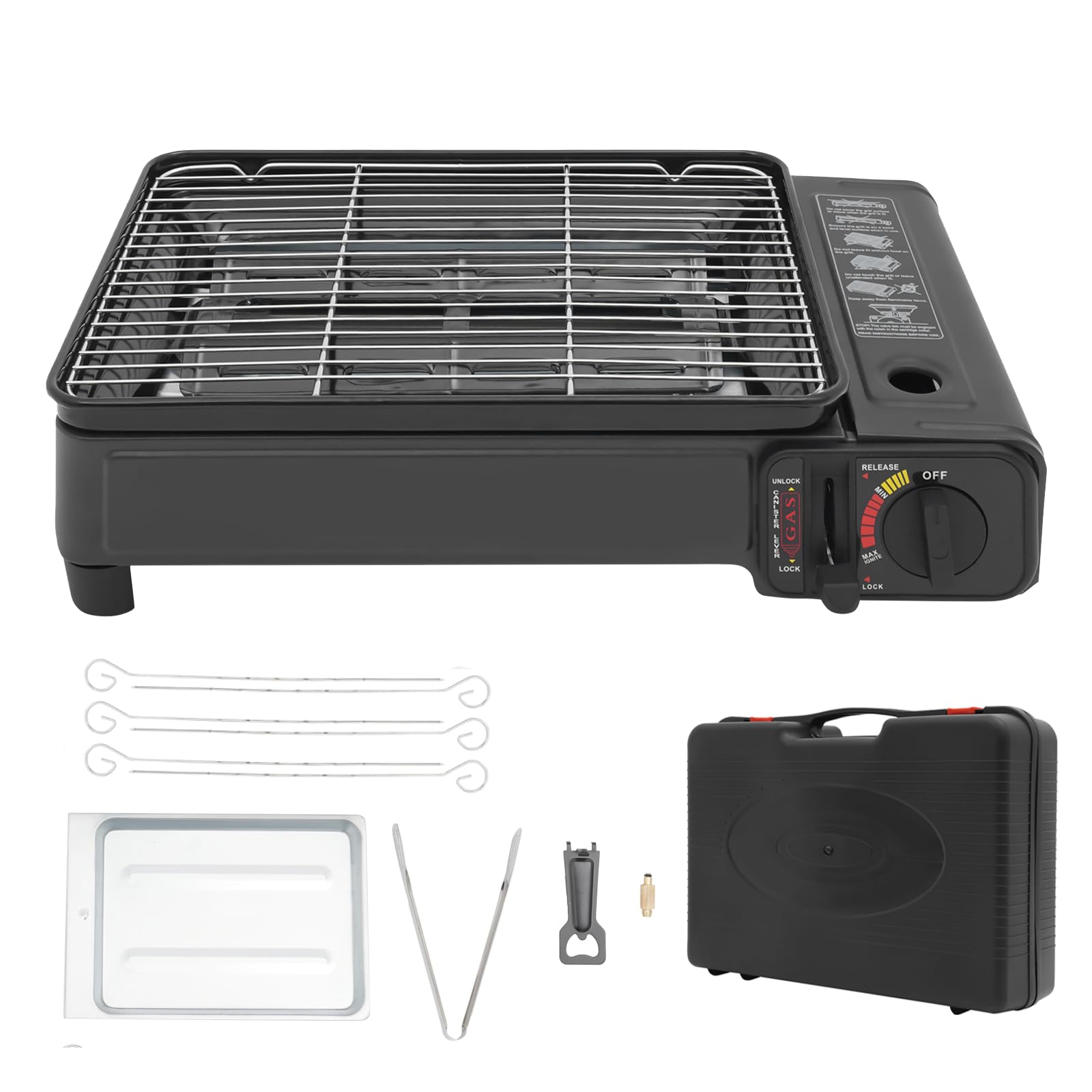 Réchaud de camping mini réchaud à gaz avec 2 filets de barbecue et