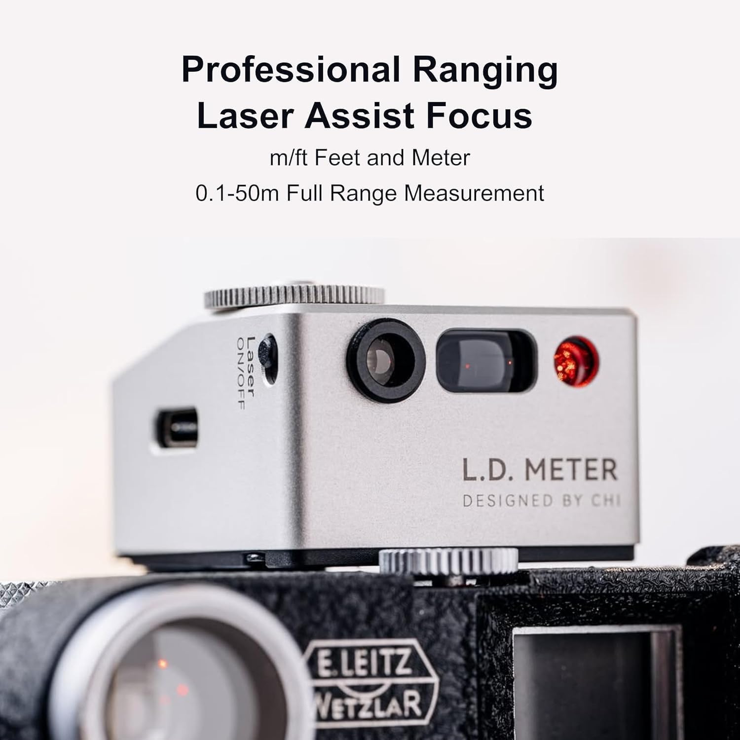 Fotografie Lichtmessgerät für Filmkamera, 30° Winkel, Reichweite 0,1-50m, Schalter zwischen M/ft, ideal für Vintage Kamera Filmfotografie