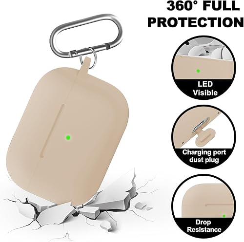 Vista 44 de Funda compatible con AirPods de tercera generación, accesorios de protección de silicona con llavero y kit de limpiador para mujeres y hombres, LED