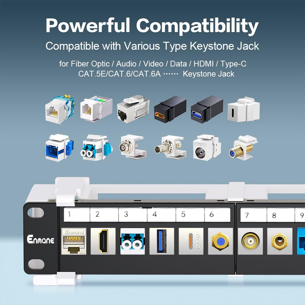 Snapklik.com : Enmane 12 Port Blank Keystone Patch Panel Wall Mount 10inch