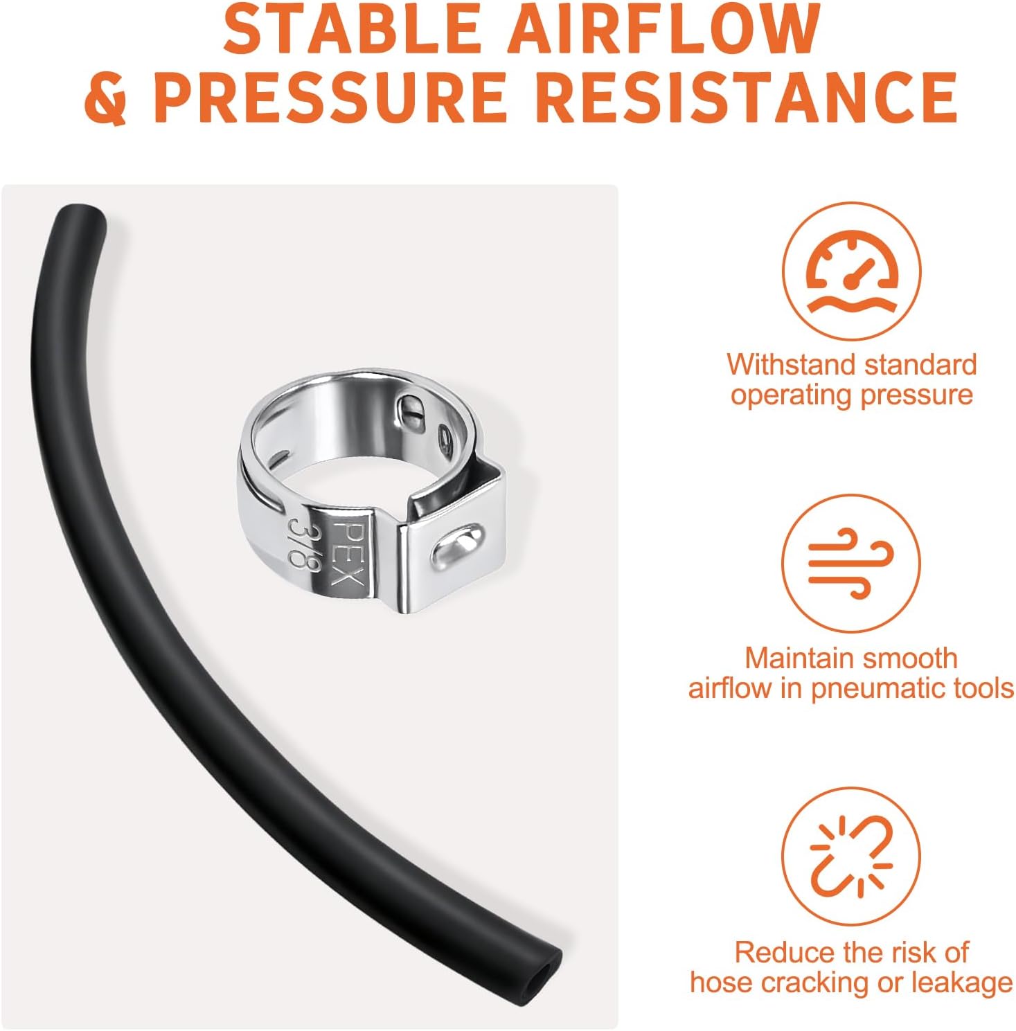 A16223 Air Compressor Replacement Hose with CAC-1206-1 Clamp, 6-Pack | Compatible with PORTER-CABLE C2002-WK 6G, C2002 6 Gallon, C2002 1 HP 6 Gallon & for DeWalt D55168 1.8 HP 15G Compressors