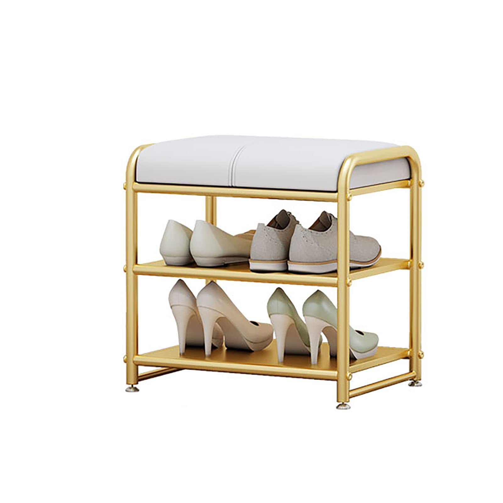 Meuble à chaussures avec banc intégré en fer noir pour entrée moderne de 50 cm