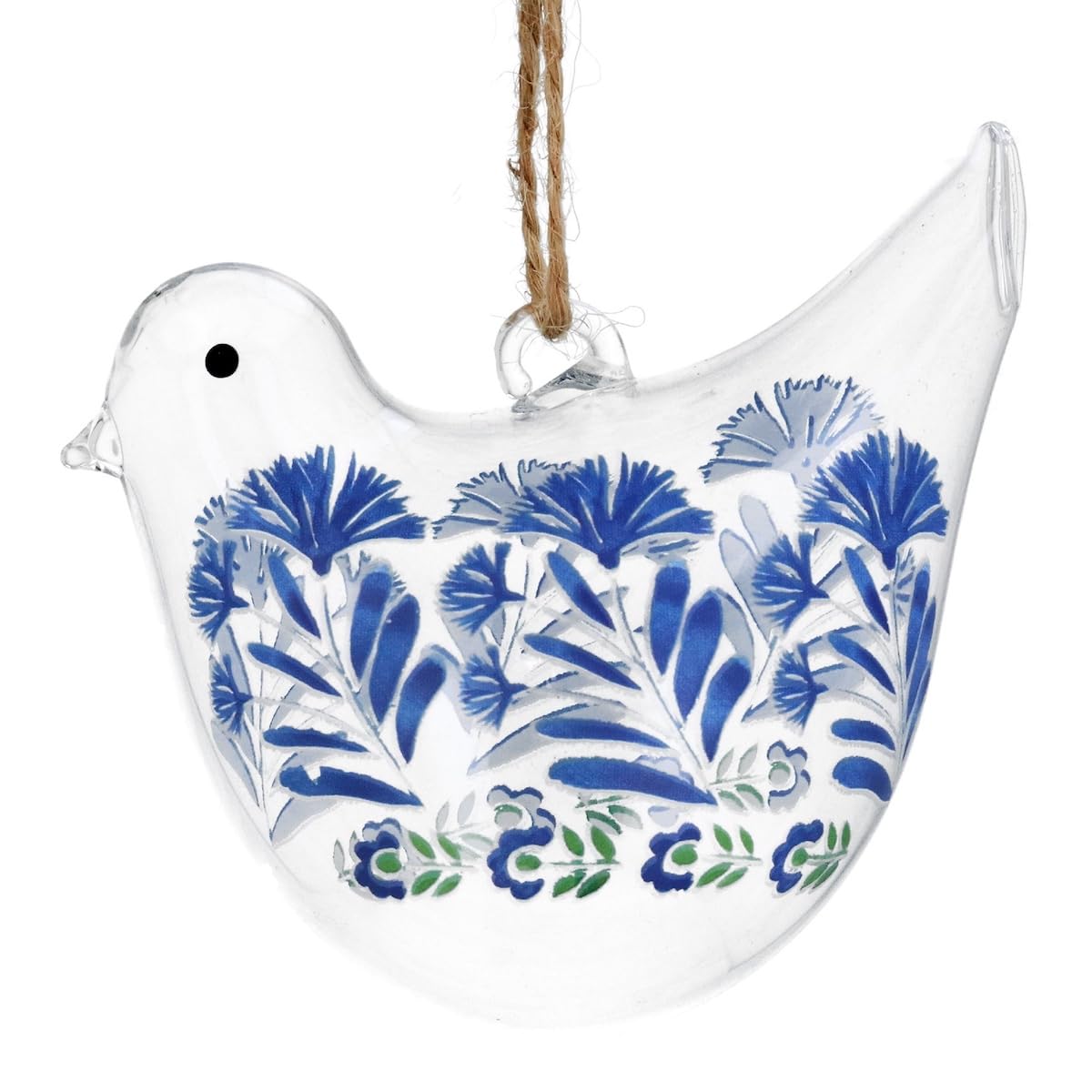 Gisela Graham Blue Meadow Glass Bird Hanging Decoration – Elegant Easter & Spring Ornament