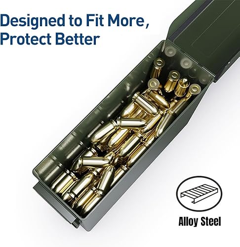 Miniatura 44 de HARDROCK Lata de munición de metal, caja de munición Verde negruzco