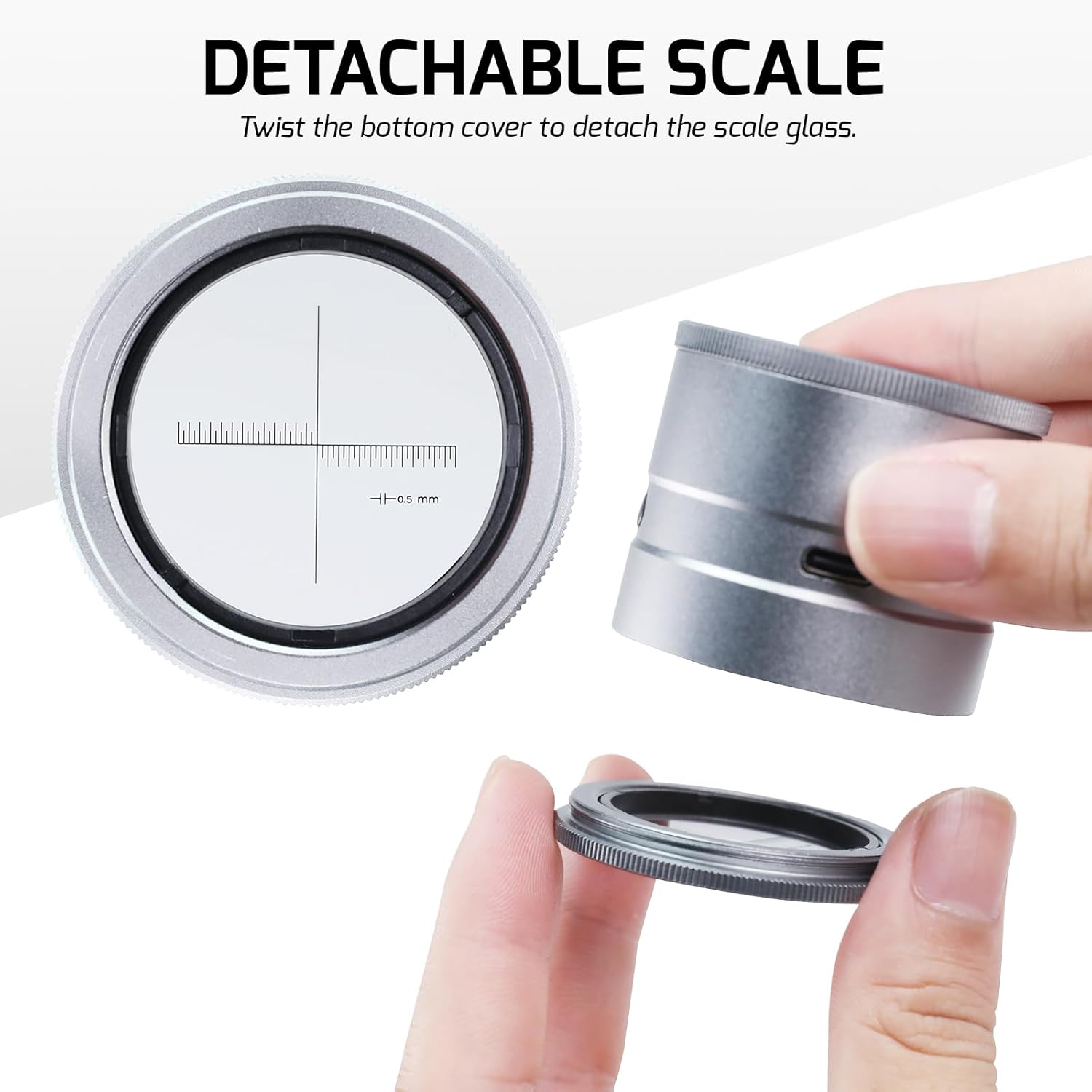 Jewelry Loupe 10X with LED & UV Light, Rechargeable Jewelers Loupe, LED Scale Loupe 10X with Adjustable Focus, Removable Scale Glass Ideal Jewellers Loupes Magnifier for Jewelry, Coins, Watches