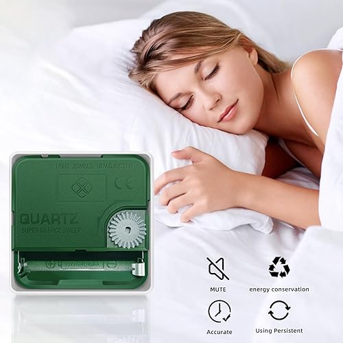 Miniatura 5 de Reloj de pared, esfera grande de 11 pulgadas, silencioso, funciona con pilas, analógico de calidad, movimiento ultra silencioso, movimiento de