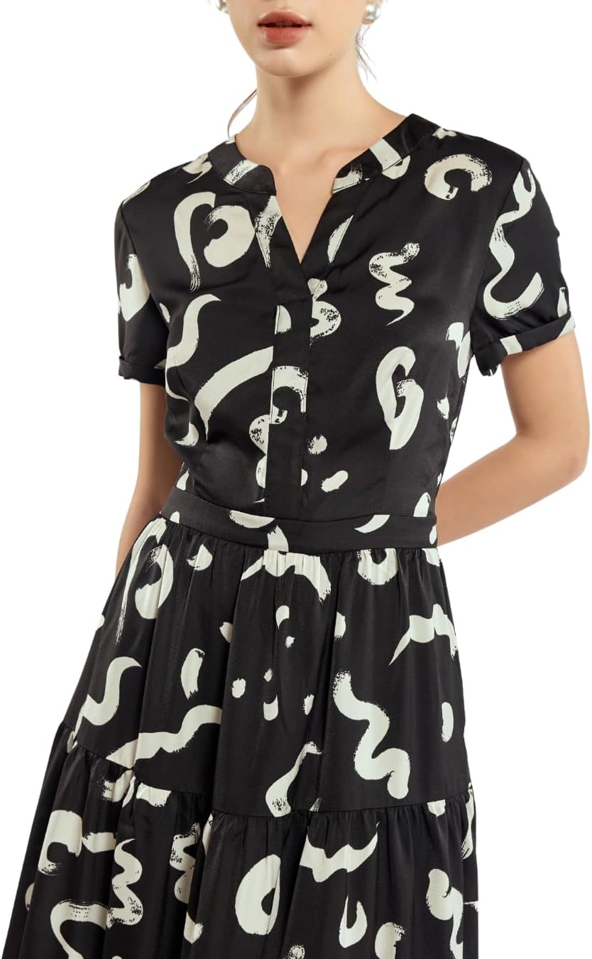 SIXDO G-Black Silk Flared Dress for Women, Graceful and Lightweight for Romantic Spring and Summer Days - Image 4