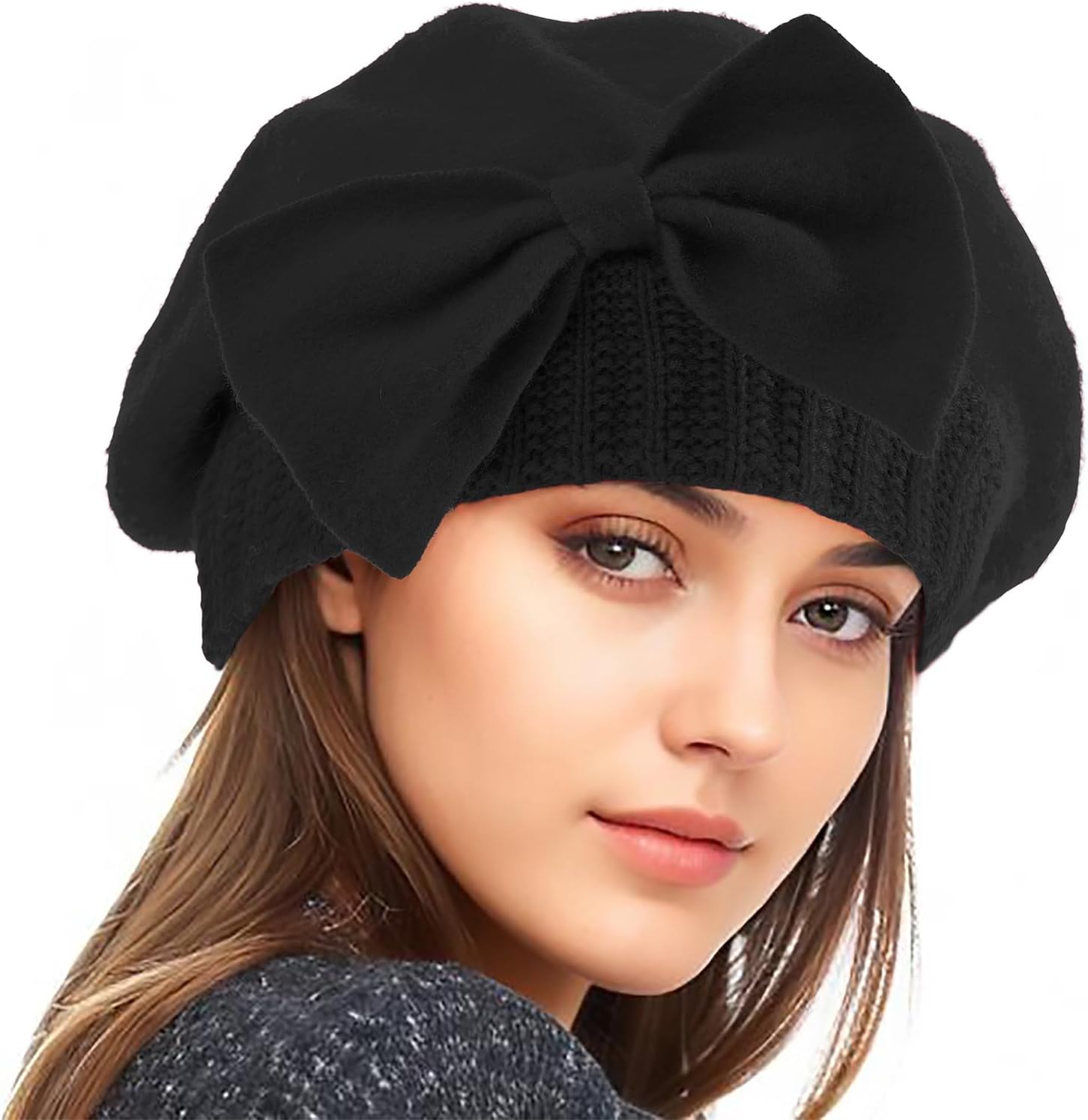 Century Star Lady French Beret Hats for Women Chic Wool Beret for Adults Fashionable Winter Warm Cap Beanie Hats