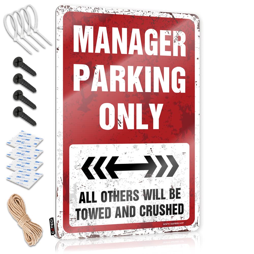 KRAZMURONGD Door Signs For Bedroom Manager Parking Only Tin Sign(30X40CM)