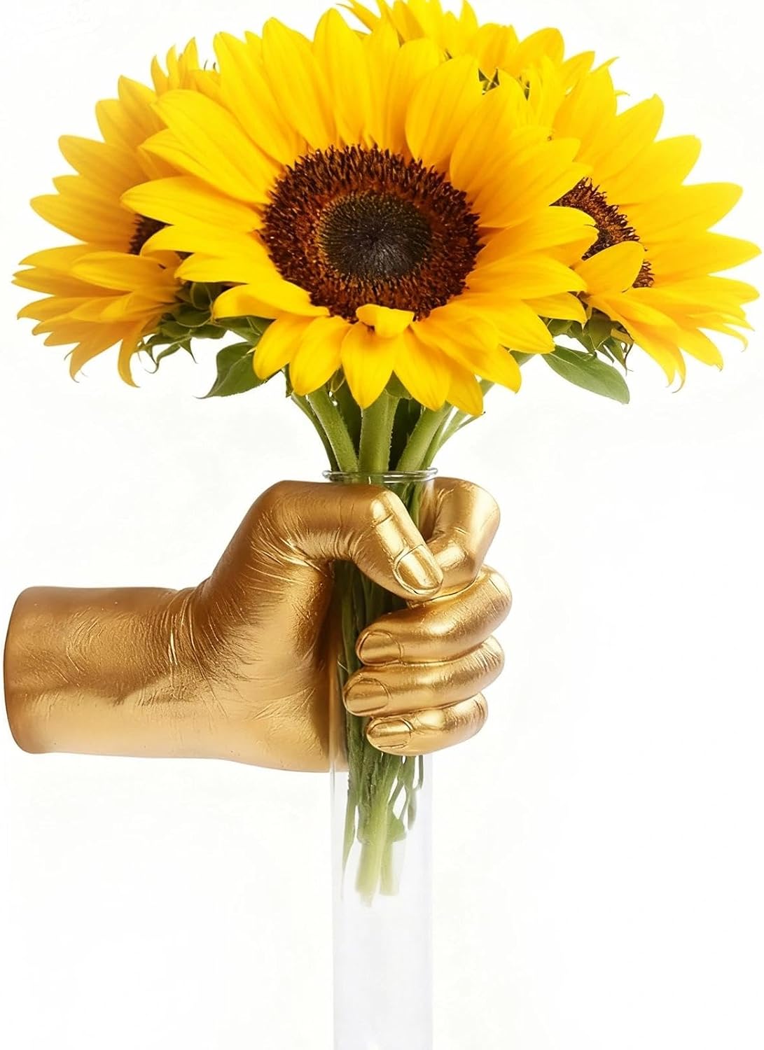 Gold Wall Sculptures, Hand Wall Vases Home Decor, Wall Mount Art Sculpture, Unique Wall Art Statue Vase Decor, Modern Hanging Vase for Living Rooms Decor,Hanging Test Tube Vase Statue(Gold)