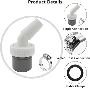 Washing Machine Drain Adapter Washing Machine Hose Connector Drain Adaptor for Dishwasher 19-24 mm Double Connection Pipe with Hose Clamp for Dishwasher Tumble (Single Head + 1 clamp)