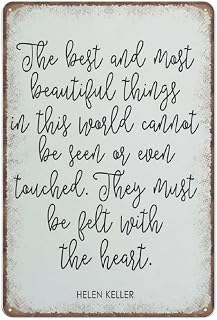 Inspirational Wall Art, Helen Keller Quote Tin Signs, Funny Vintage Metal Sign Plaqu Poster Wall Art Pub Bar Kitchen Garden Bathroom Home Decor, 8x12 inches