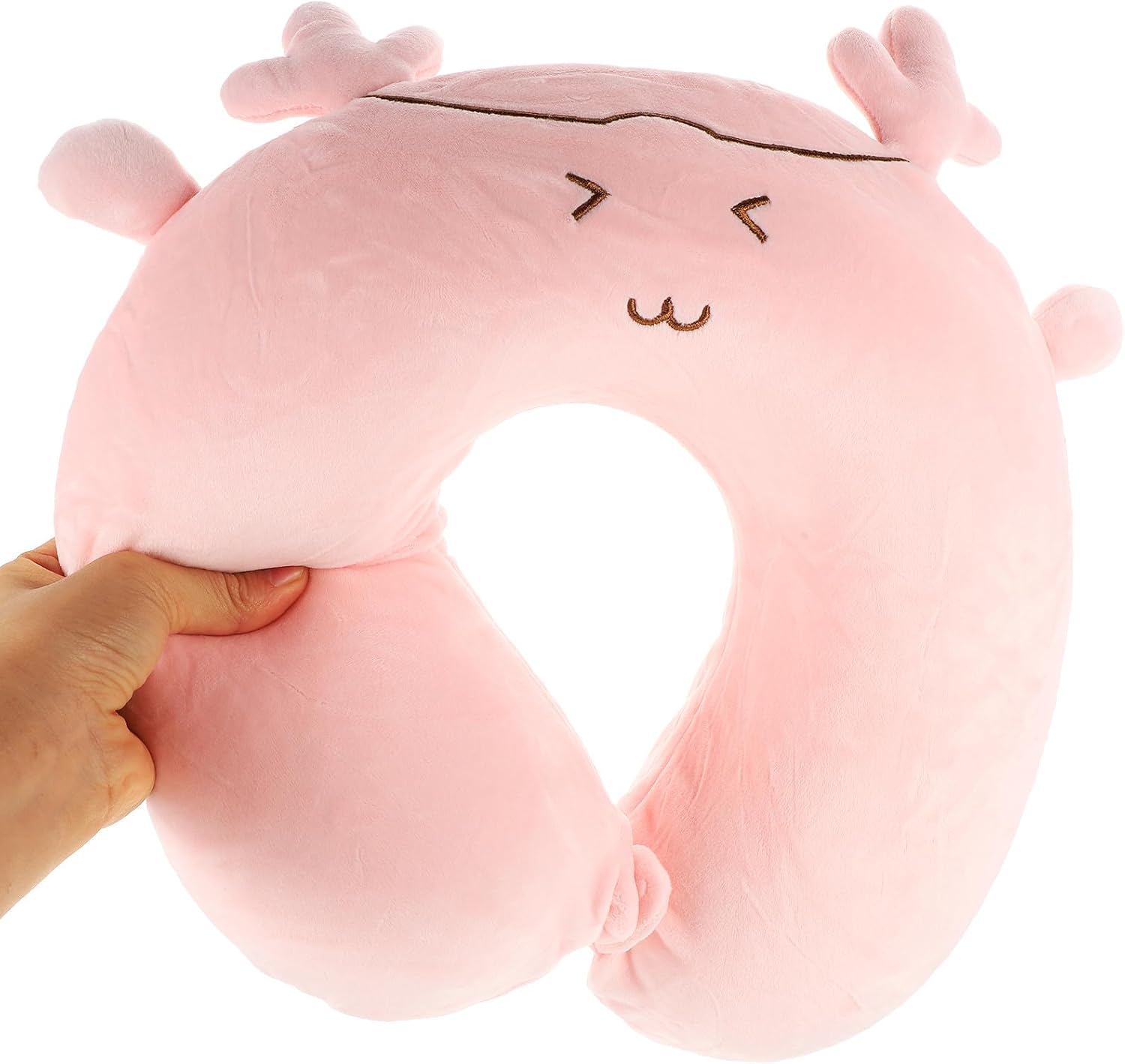 U-Shaped Neck Pillow and Eye Mask Set, Memory Foam Travel Neck Cushion, Supple Cervical Support, Deep Pink Nap Pillow for Airplane and Car Trips