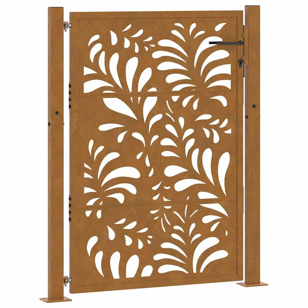 Vidaxl (Weathering Steel/Brown, 105 X 155 Cm/Wave Design) Garden Gate 105X180 Cm Weathering Steel Flame Design Fence Gate