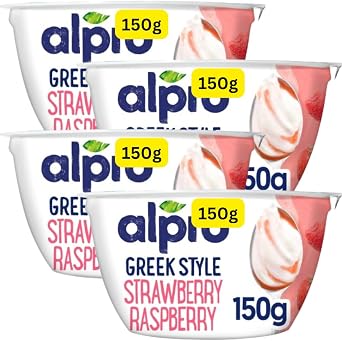 Greek Style 150g Strawberry Raspberry High Protein Dairy Free Yoghurt Alternative Alpros 4x150g