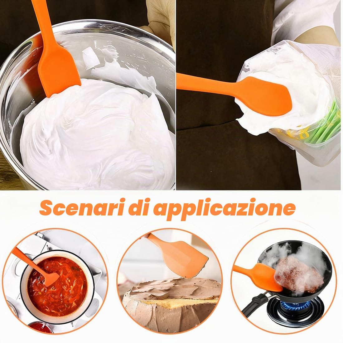 2 Pezzi Spatola Silicone, Marisa da Cucina, Leccapentole Silicone, Spatole in Silicone da Cucina Utensili Cucchiaio, Spatola per Dolci, per Cottura e Miscelazione, Resistenti al Calore