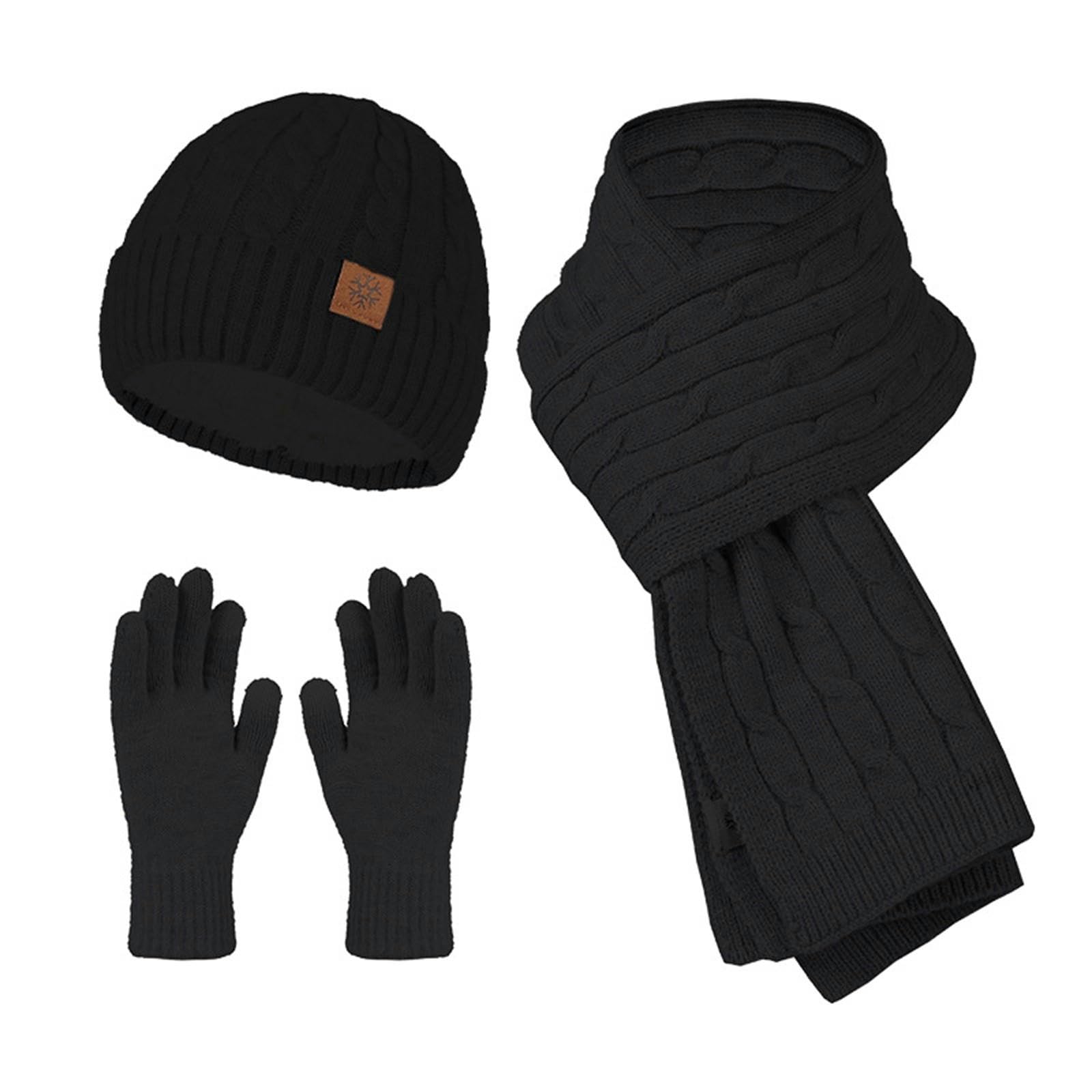 Mütze, Schal & Handschuh-Sets Für Damen Strickmütze Für Damen, Mütze Für Kaltes Wetter, 3er-Pack, Warme Wintermütze Für Damen, Schal Und Handschuhe, Weich-Khaki-eine Größe