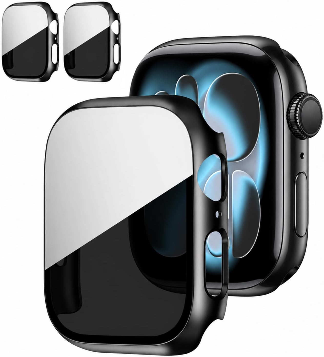 2 Pack Privacy Case for Apple Watch 46mm Series 11 10, Black Hard PC Cover with Anti-Spy Touch-Sensitive Tempered Glass, Shatterproof Protective Design for iWatch