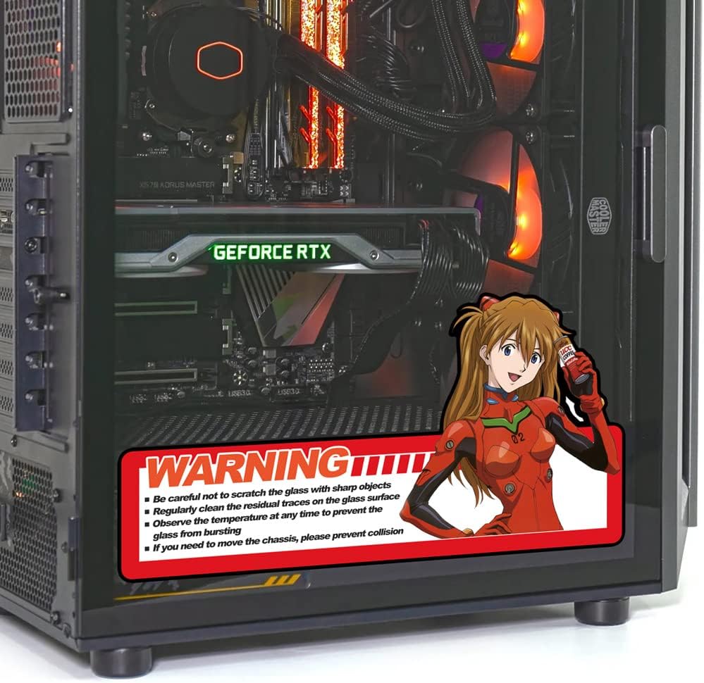 Anime Stickers for PC Case Glass,Cartoon Decor Decals for Computer Chassis Skin,Easy Removable Waterproof (Style D-(Asuka))