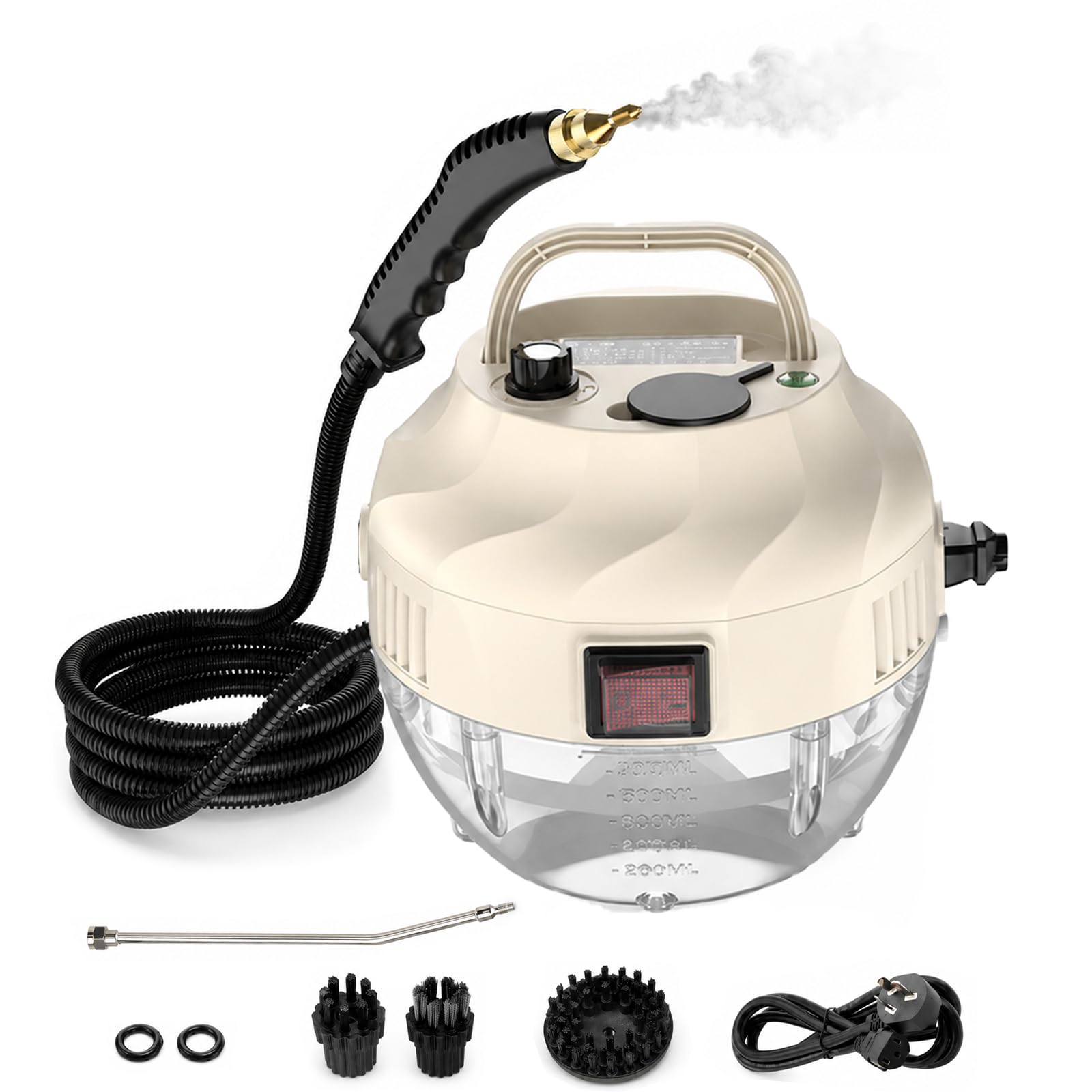 Dampfreiniger Handgerät, 15 Sekunden Aufheizzeit, 1L Wassertank, 1500W & 6 Geschwindigkeitsstufen, Steam Cleaner für Alles, Tragbarer Handdampfreiniger für Boden, Küche, Fenstern,Badezimmern, Auto
