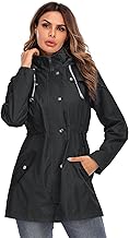 Women's Long Lightweight Waterproof Jacket Quick Dry Zipper Raincoat Windbreaker Outdoor Active Hooded Jacket