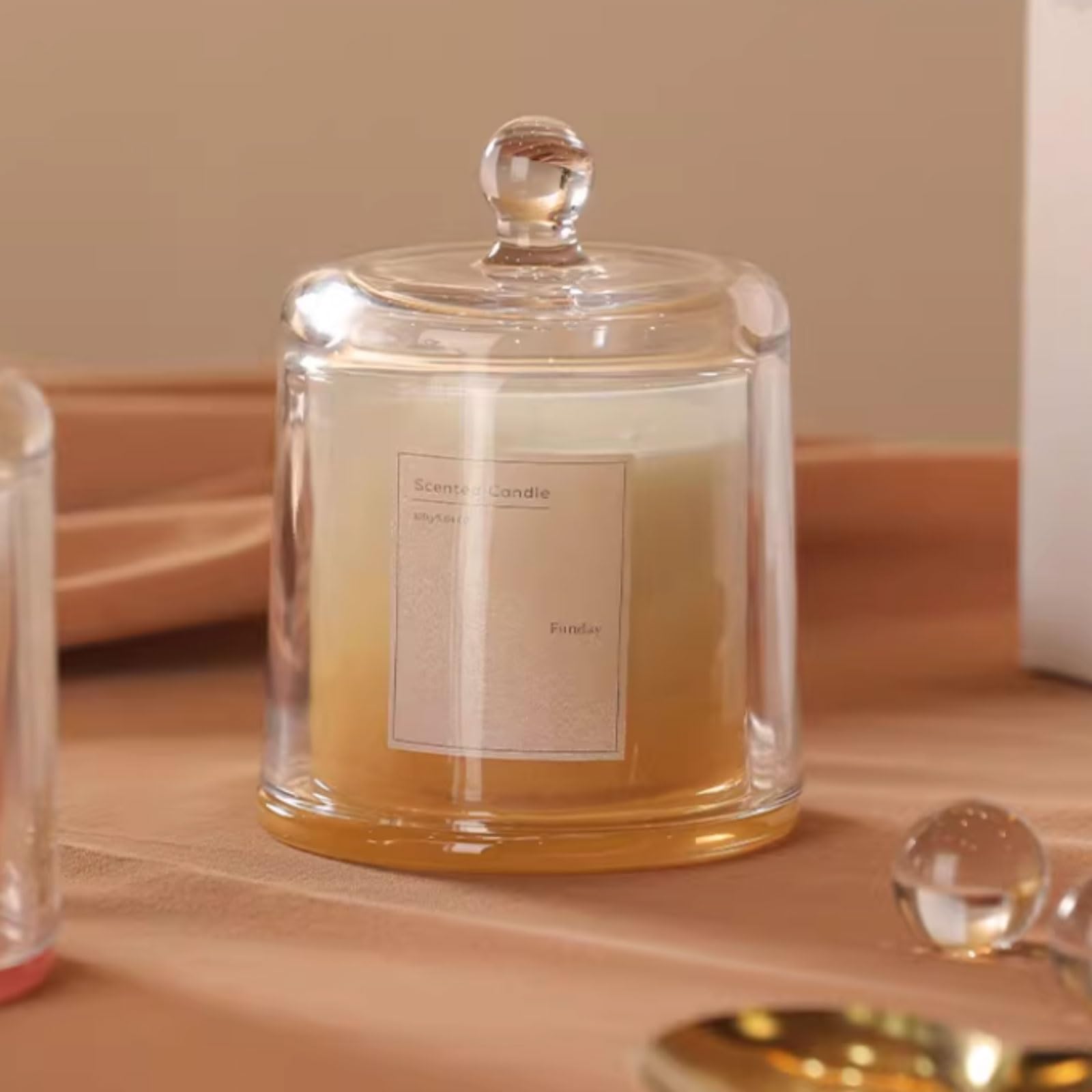 Compacto Velas de vidrio Velas aromáticas reutilizables modernas for el hogar hechas con cera de soja y aceites esenciales for mujeres y hombres no es picante(Oranje)