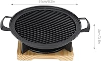 Vista 5 de BORDSTRACT Parrilla para barbacoa al aire libre, parrilla de barbacoa con placa de parrilla extraíble, base de madera, estufa de mesa de aluminio