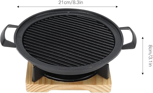 Miniatura 5 de BORDSTRACT Parrilla para barbacoa al aire libre, parrilla de barbacoa con placa de parrilla extraíble, base de madera, estufa de mesa de aluminio