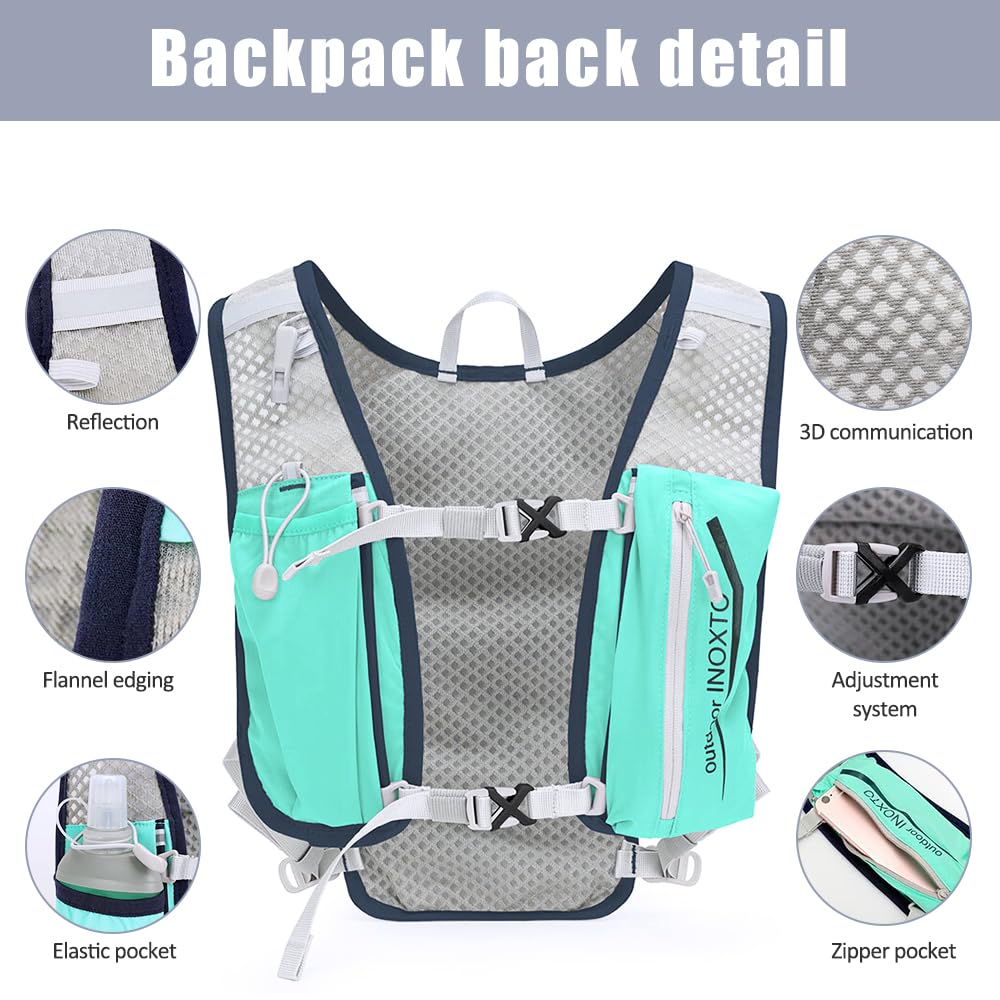 Mochila de chaleco de hidratación para correr, mochila ligera de 5 litros, correas ajustables en el pecho, chaleco de hidratación para correr, con bolsa de vejiga de agua o termo suave