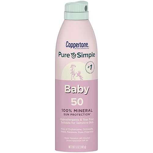 Coppertone Pure and Simple - Protector solar para bebés SPF 50, protector solar mineral de óxido de zinc para bebés, protector solar de niños